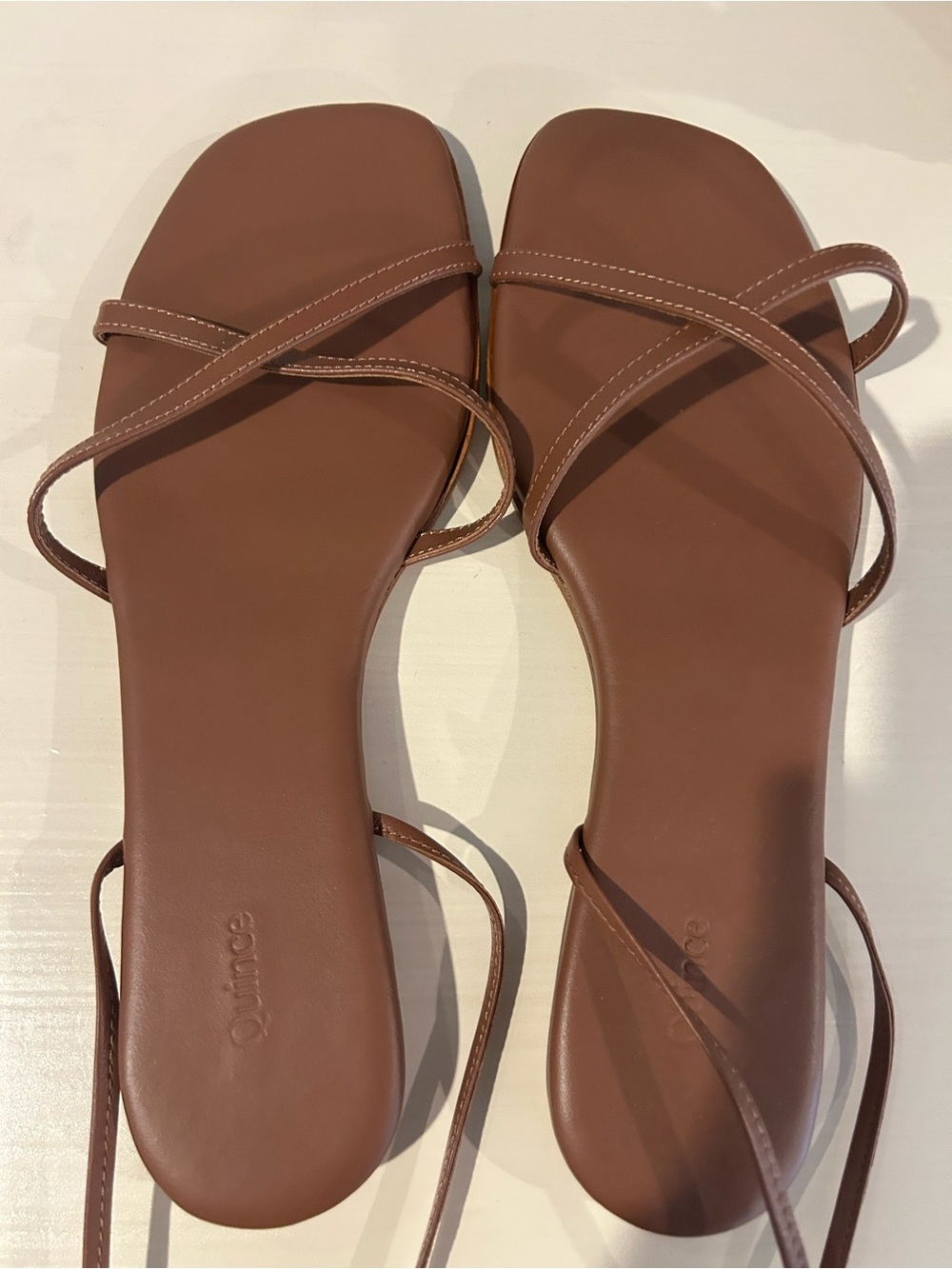 Quince Tan Crisscross Strappy Leather Sandals